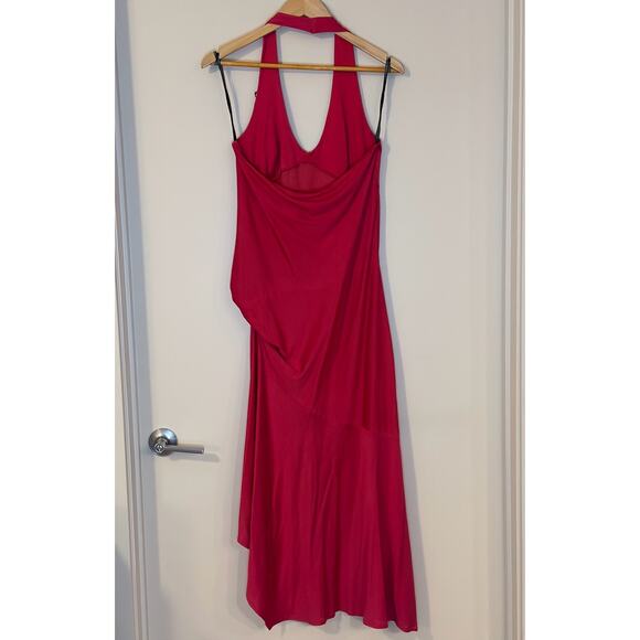 Vintage 70s Disco Dress MNG Womens XL Pink Halterneck Slip Cocktail Barbie Party - Picture 8 of 13